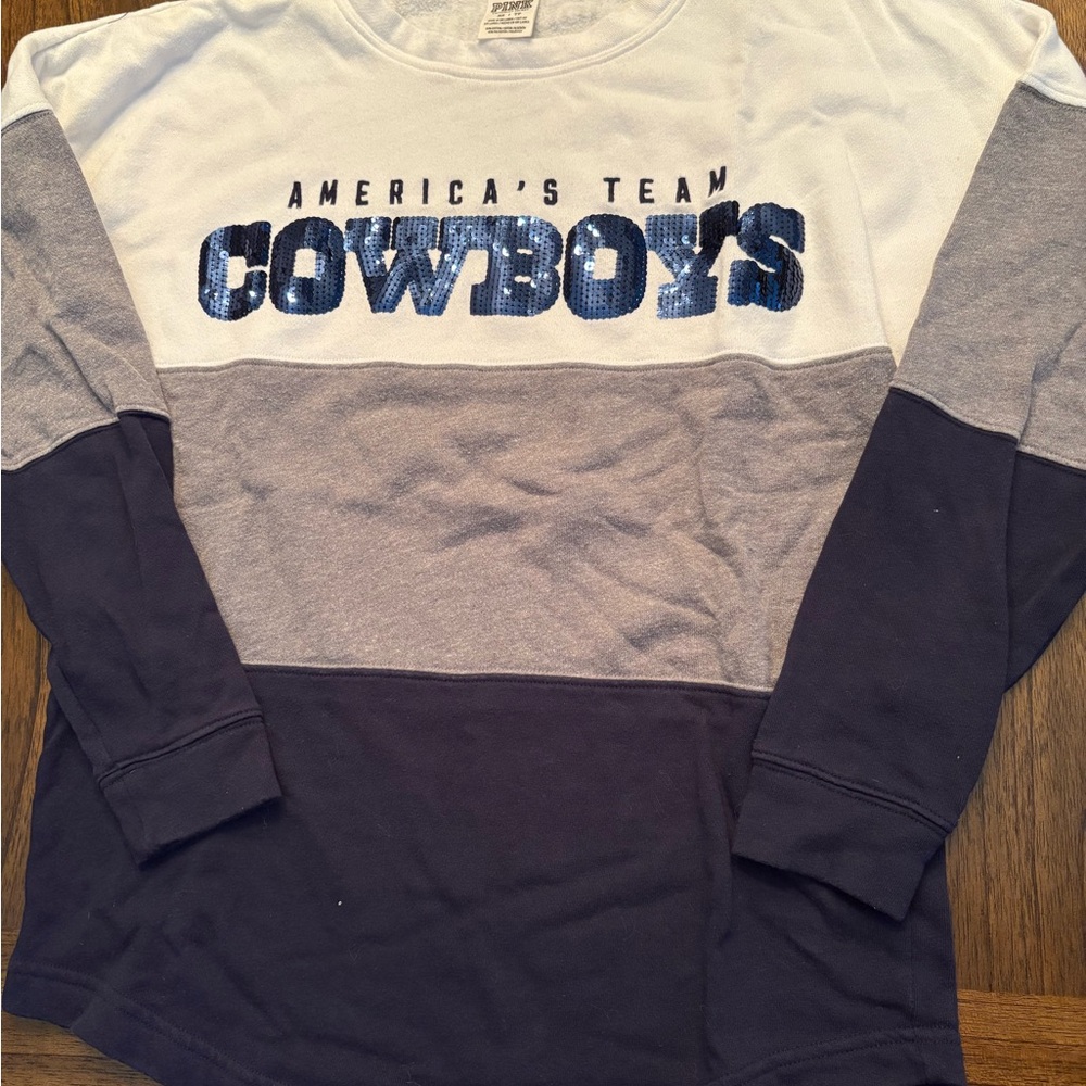 VS Pink Cowboys Long Sleeve Shirt - Blue and Gray
